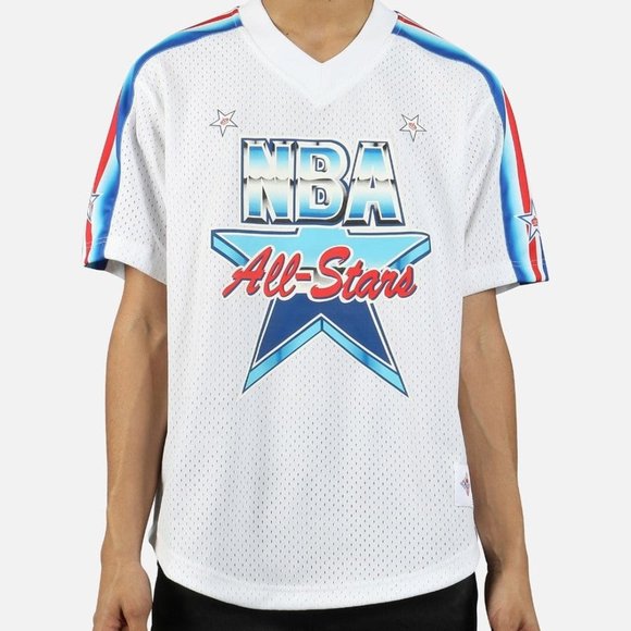 Mitchell & Ness Mesh V-Neck NBA All Star 91 Jersey, Men's Size L - White